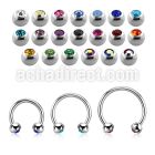 steel circular barbell 1mm w 3 mm bezel set jewel balls
