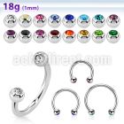 steel circular barbell 1mm w tiny 2.5mm jewel balls