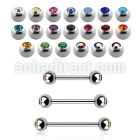 steel eyebrow barbell 1mm w 3mm bezel set jewel balls