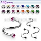 steel eyebrow spiral 1mm w 2.5mm bezel set jewel balls