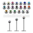 steel labret 1mm with 3mm bezel set jewel ball