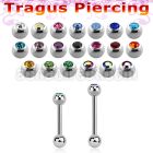 steel tragus barbell 1.2mm w top 3mm bezel set jewel ball