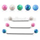 subbo5 316l steel surface barbell w two 5mm synthetic opal ball