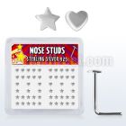sxvhs box of silver nose studs with 2 5mm heart star top