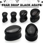 tgsf black agate double flare saddle plug teardrop shape