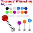 tlbvb4s 316l steel tragus labret 16g w a 4mm acrylic uv ball 