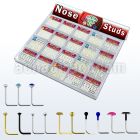 trans3 tray w 1040 pcs of silver nose studs w mix crystal tops