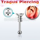 trg14 316l steel tragus piercing w cross screw closure ball