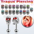 trg24b steel tragus piercing with crystal skull closure ball
