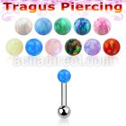 trg32 steel tragus piercing w 3mm synthetic opal top ball