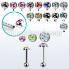 trgfrd steel tragus barbell w multi crystal tri star top