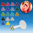 trgs10 bioflex tragus piercing w a silver triple crystal top
