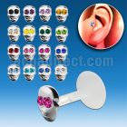trgs9 bioflex tragus piercing w skull w crystals silver top