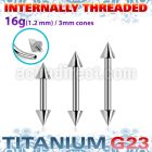 ubbecn3i titanium g23 internal barbell 3mm cones