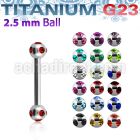 ubbemj25 titanium g23 eyebrow barbell w 2 5mm multi jewel balls