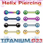 ubbert31 anodized titanium g23 helix barbell 16g w two 3mm balls