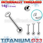 ubbinag5 titanium g23 barbell 14g flat dome ball internal