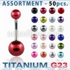 ublk310 titanium g23 belly bananas with 5 8mm faux pearl balls
