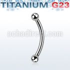 ubne25 titanium g23 banana eyebrow ring with 2 5mm balls