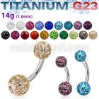ubnfr56 titanium g23 banana belly ring with ferido balls