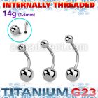ubngin titanium g23 belly banana 5mm 8mm internally threaded