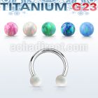 ucbeop4 titanium g23 circular barbell w 4mm synthetic opal balls