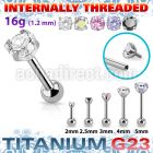uhein12 titanium g23 internally threaded barbell 3 5 color cz