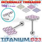 uhein25 titanium barbell cz diamond shape ball cnc internal