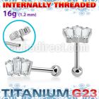 uhein26 titanium g23 barbell three baguette cz ball internal