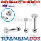 uhein2 titanium g23 internally threaded barbell 3mm 4mm flat