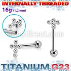 uhein50 titanium g23 barbell cross bead balls ball internal