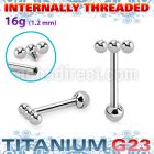 uhein53 titanium g23 barbell 16g three balls ball internal