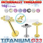 ulbin21 titanium labret six balls cluster bezel cz internal