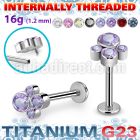 ulbin22 titanium g23 labret four bezel cz cluster internal