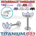 ulbin23 titanium g23 labret three prong marquise cz internal