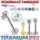 ulbin24 titanium g23 labret three balls cluster cz internal
