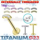ulbin33 pvd plated titanium labret 16g cz curved internal