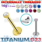ulbizs titanium labret flat head bezel set cz internal