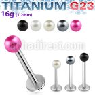 ulpr3 titanium g23 1 2mm labret with 3mm faux pearl ball