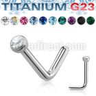 unlcb18 titanium nose stud 18g crystal flat head bezel set