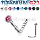 unlcb20 titanium nose stud 20g crystal flat head bezel set