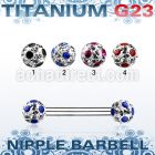 unpfr5a titanium g23 nipple barbell w 5mm ferido dotted balls