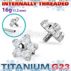 ushz15in high polished titanium g23 flower top cz prong set