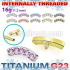 ushz33in pvd plated titanium five cz curved top internal