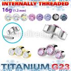 ushz4in titanium g23 top part post three round color cz