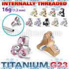 ushz7in titanium g23 top part post three round color cz