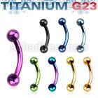 utbneb anodized titanium g23 eyebrow banana ring with 3mm balls