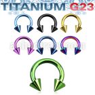 utcbcn5 anodized titanium g23 circular barbell, 14g 5mm cones