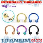 utcbebin pvd plated titanium circular barbell balls internal