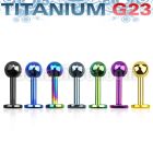 utlbb4s anodized titanium g23 labret with a 4mm ball